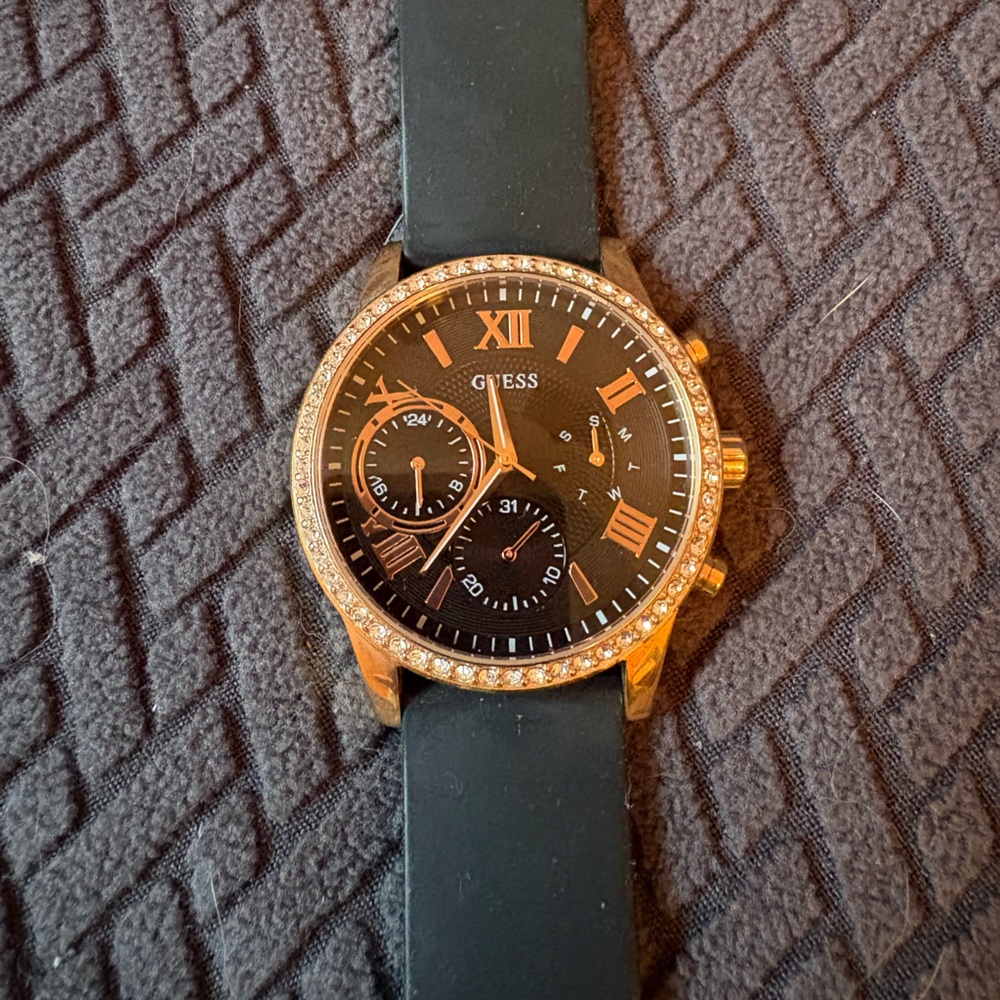 Guess Black and Gold Chronograph Watch